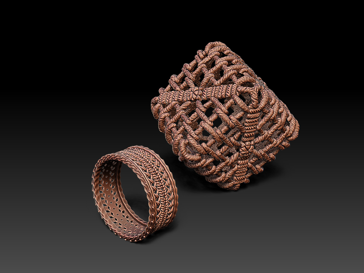Golden Weaving - Pendant and Ring. Custom Sculpted Jewelry.